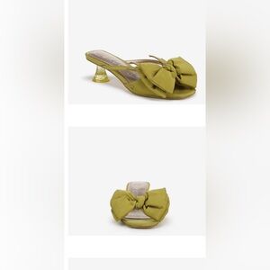 Sam Edelman Olive Green Bow Heeled Sandals